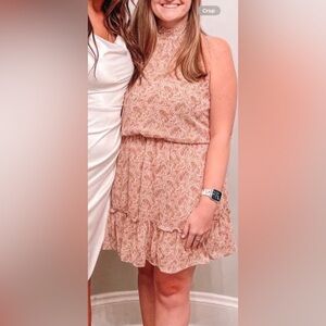 Pink Ruffled Halter‎ Neck Mini Sundress